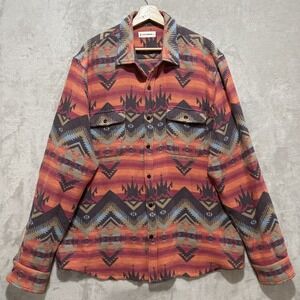 Lucky Brand Southwestern Jacquard Utility Shirt Jacket Men's XL Chest Pockets